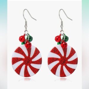 🆕 Candy Earrings for Women Girls Handmade Cute Jingle Bell Peppermint Candy